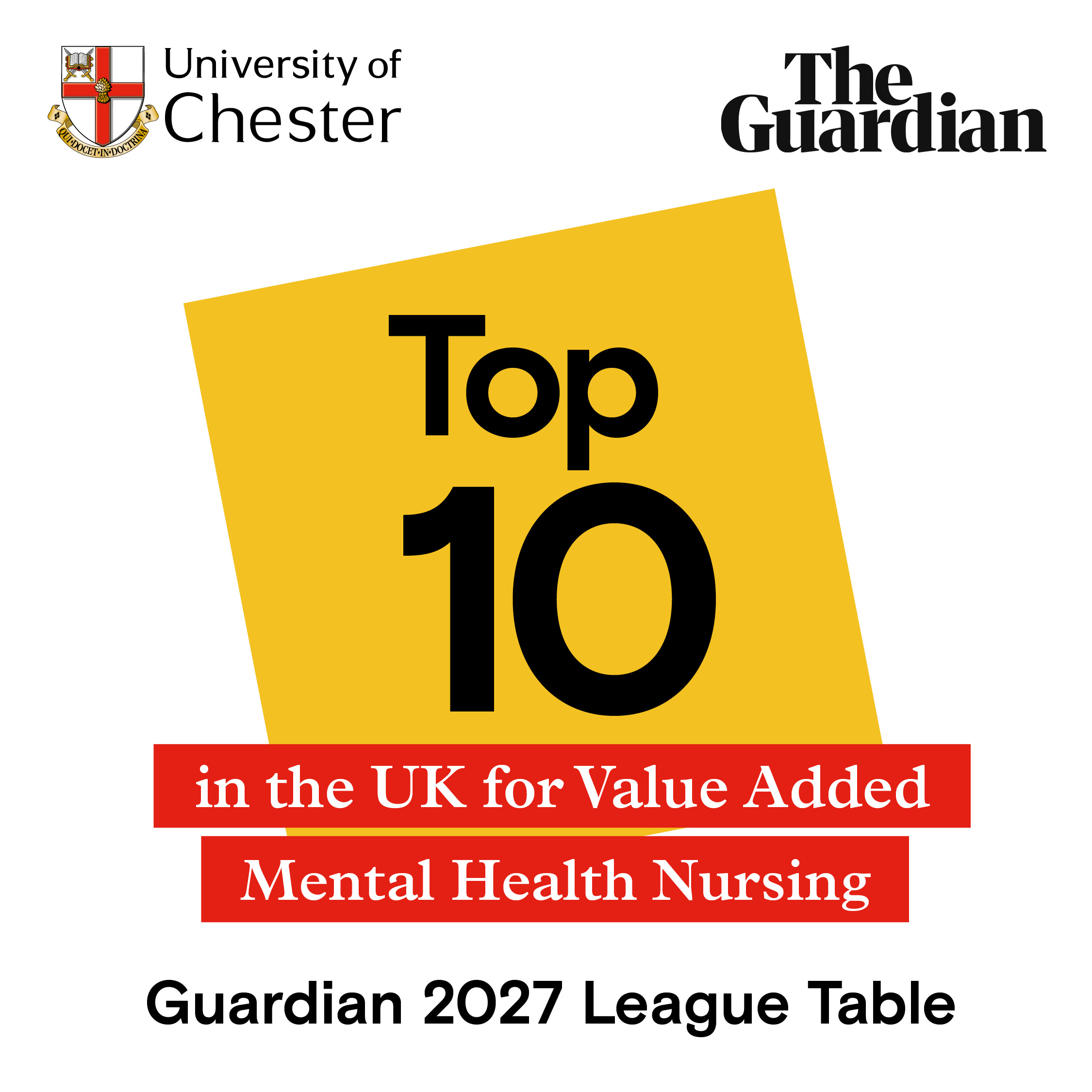 Mental Health Nursing is Top 10 in the UK in the Guardian league table