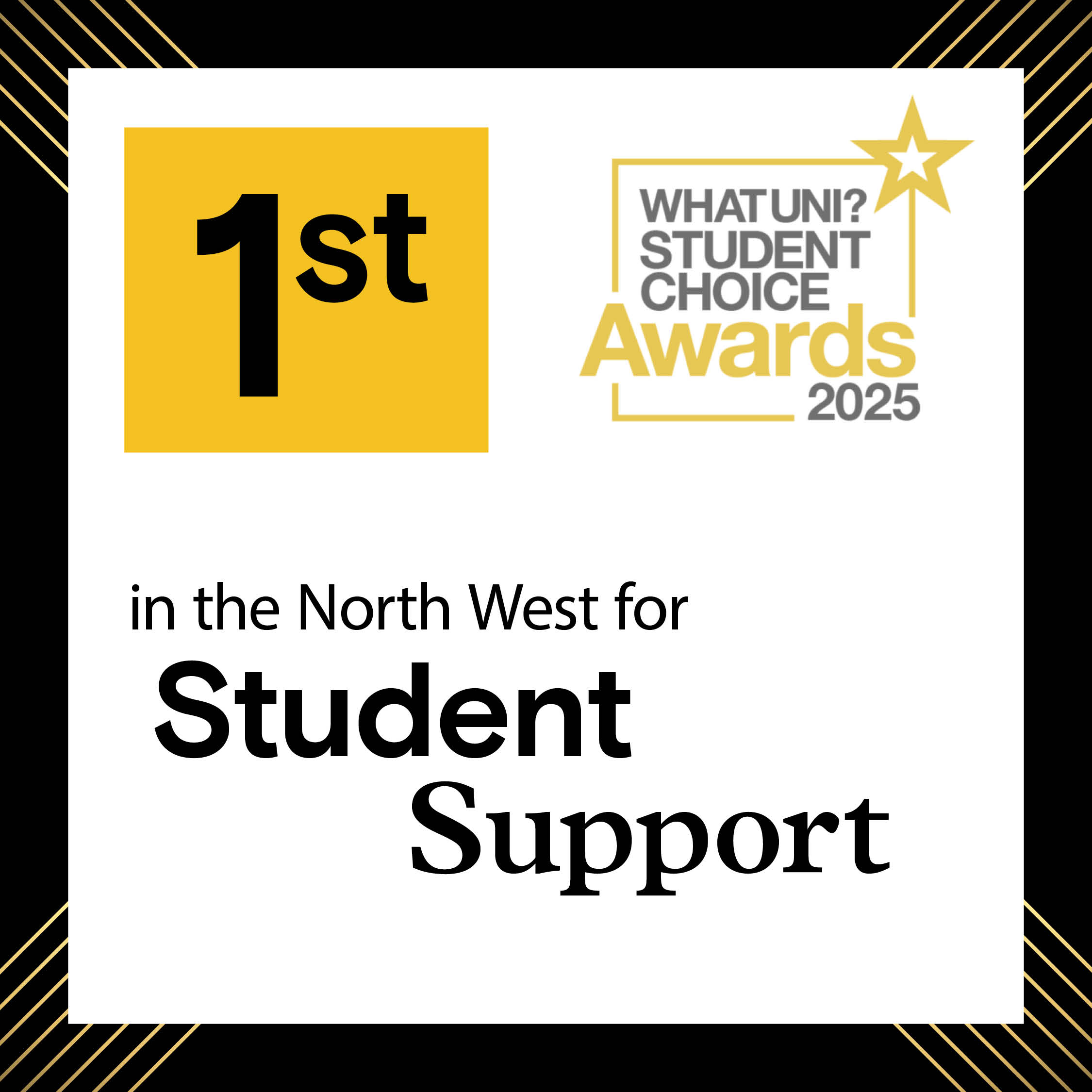 What Uni student choice: first in the north west for Student Support..