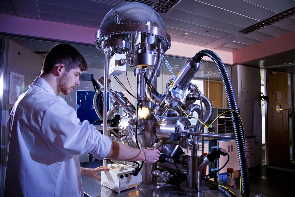 A student in a physics lab