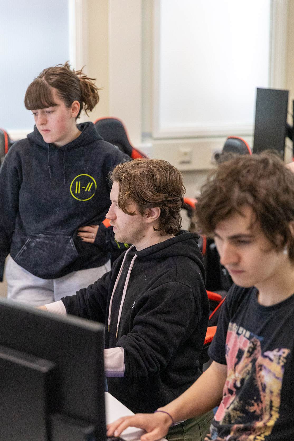 Student's engaged in a collaborative session in a computer lab