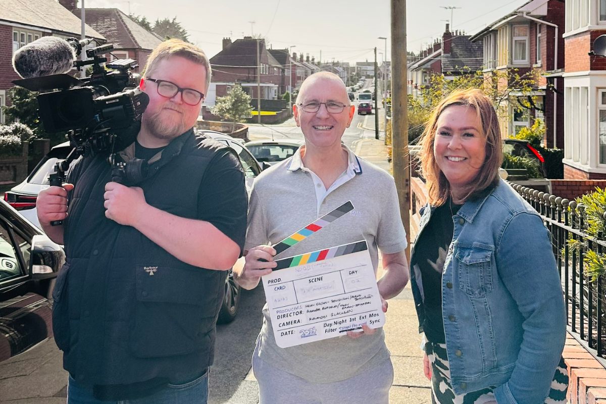 Alexander Blackburn and Dr Helen Eadon-Sinkinson with Adrian Thornton, aka DJ Zoe.