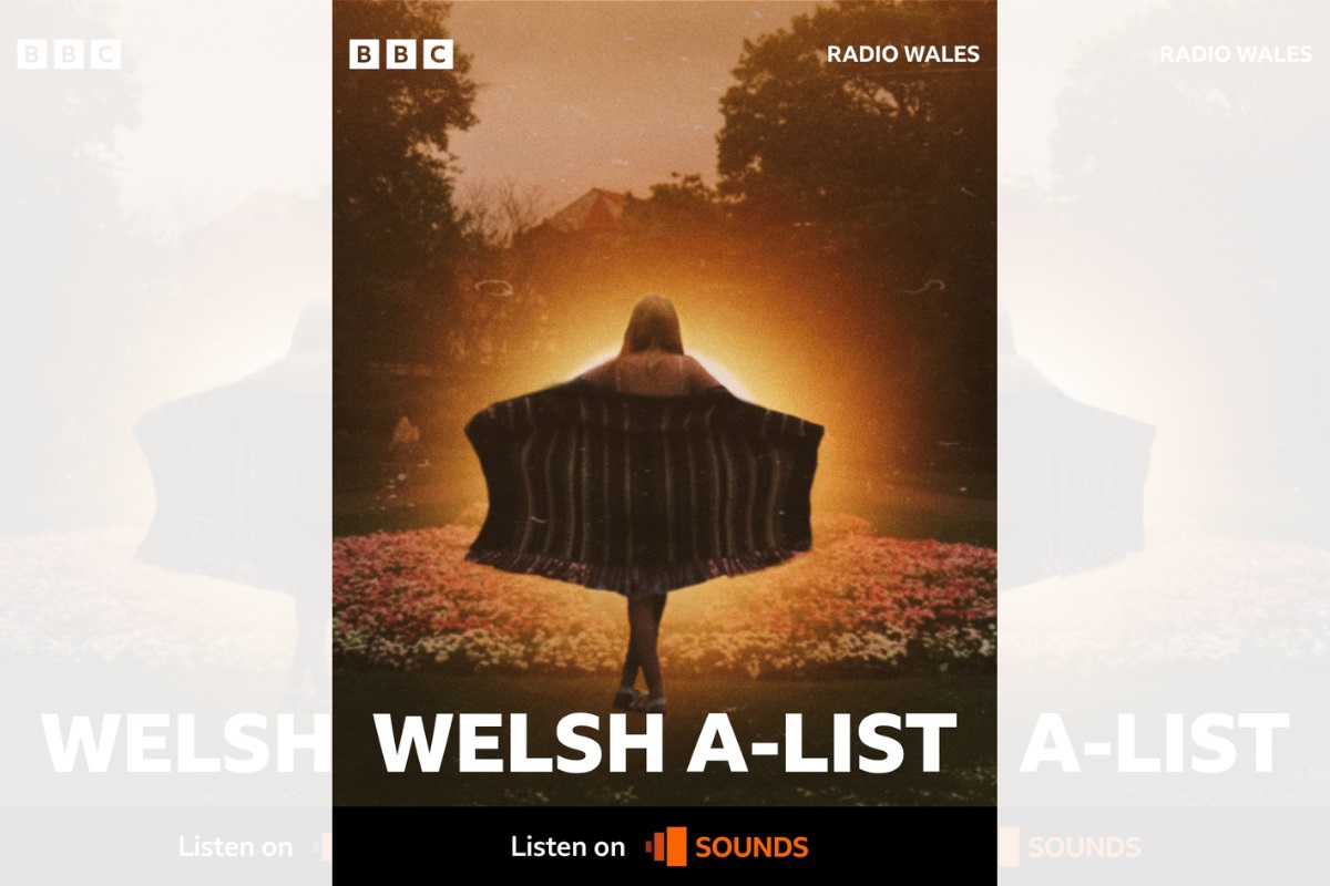 The cover of the Find Your Light single, with a person to the back of camera opening their arms and a mostly obscured light shining on them. The text reads 'BBC Radio Wales', 'Welsh A-List', 'Listen on (BBC) Sounds'.
