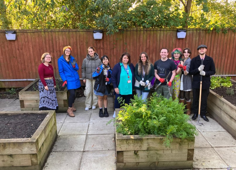 Yana (third from left) helping at the University allotment.