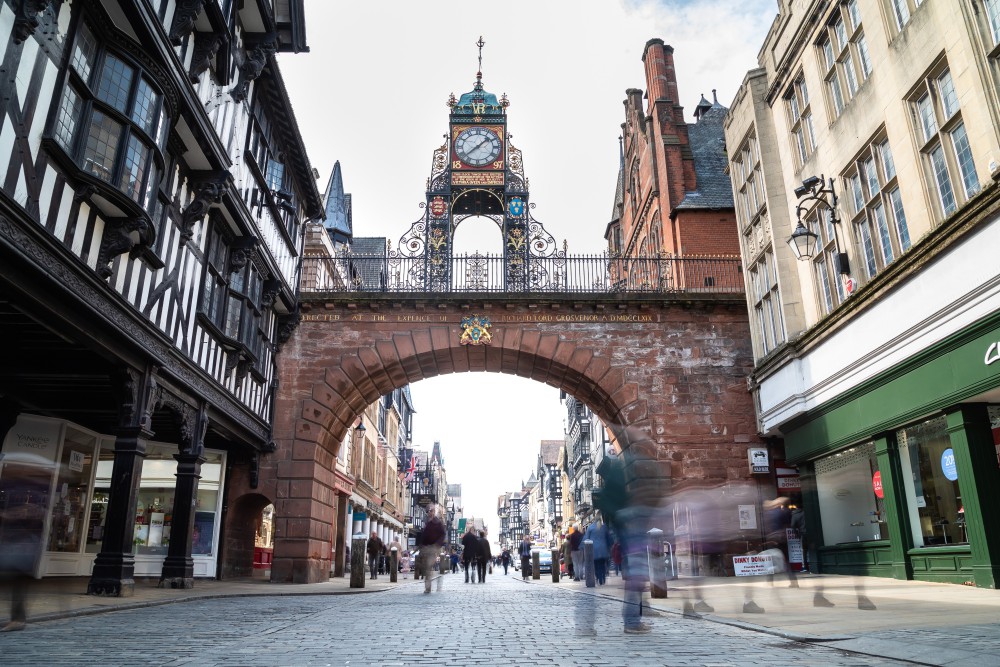 Eastgate and the Eastgate Clock, Chester city centre.
