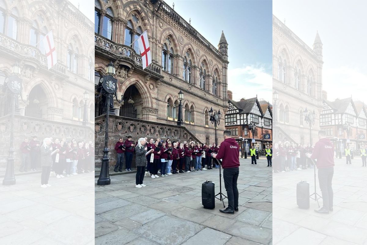 The Chester Mystery Plays chorus led by Matt Baker.