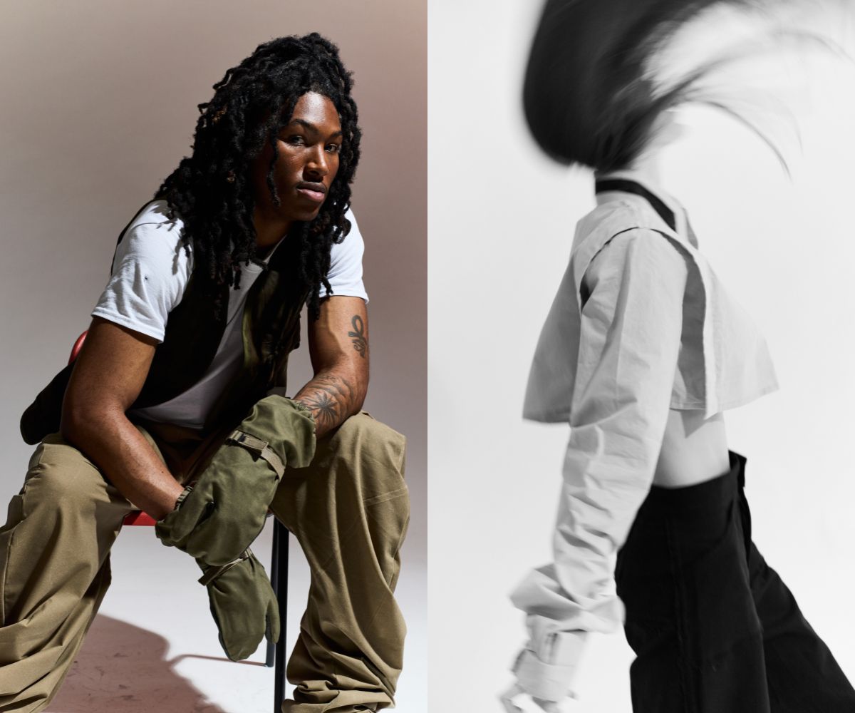 Work by Fashion Design students, Enya Anton and Louise Morgan.