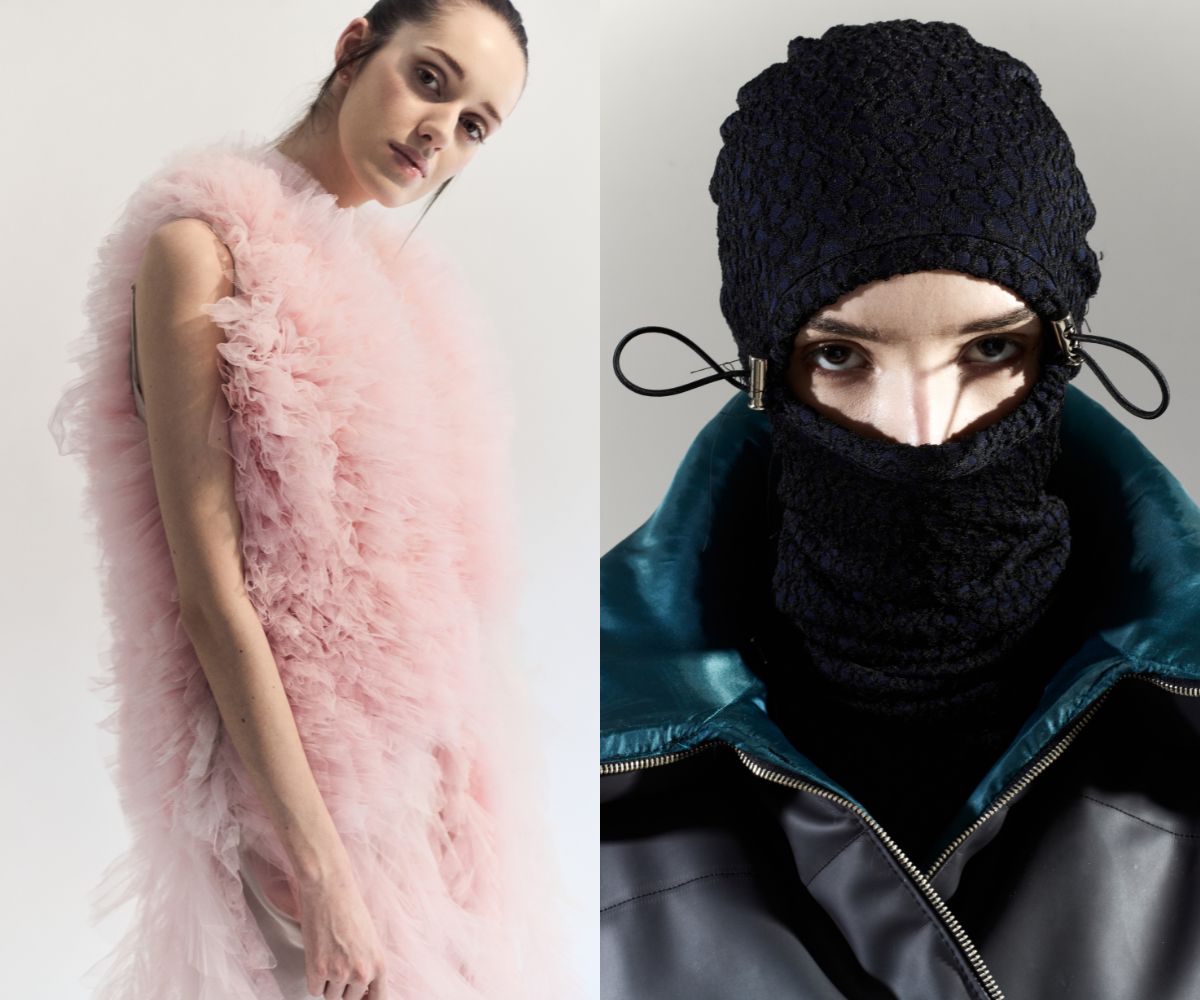 Work by Fashion Design students, Kirsten Niestroj and Sophie Pomfrey.