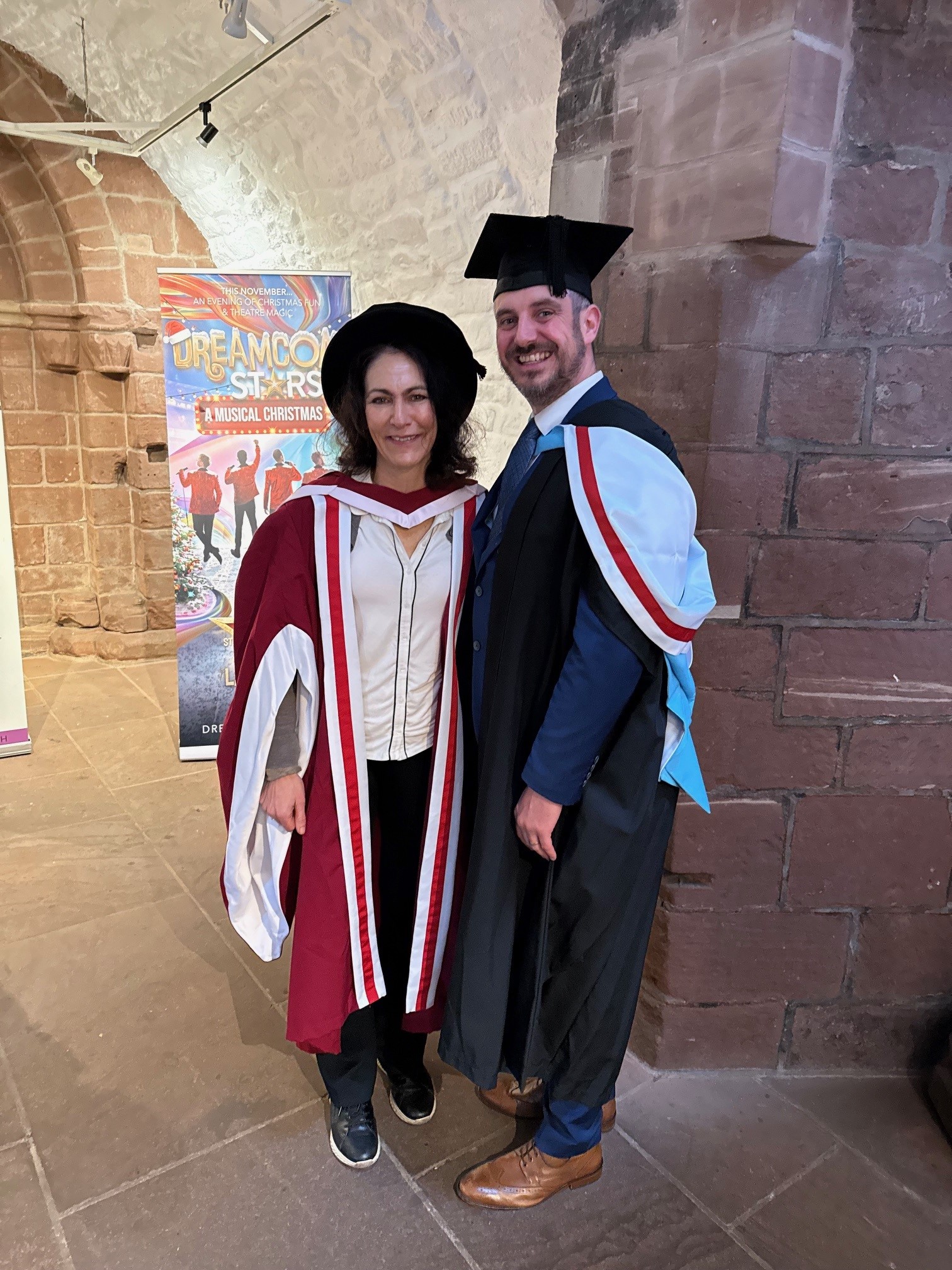 Aaron Brizell with Lisa Rowe at Chester Cathedral.