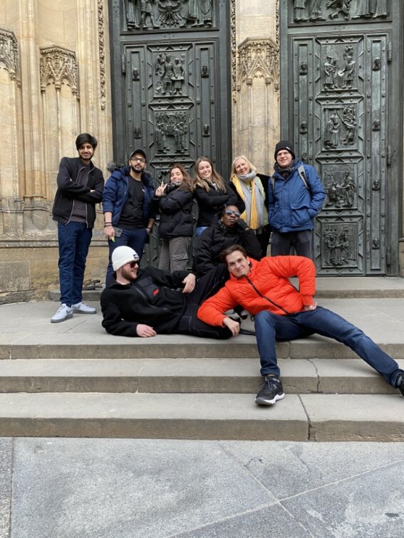 group of students on prague trip