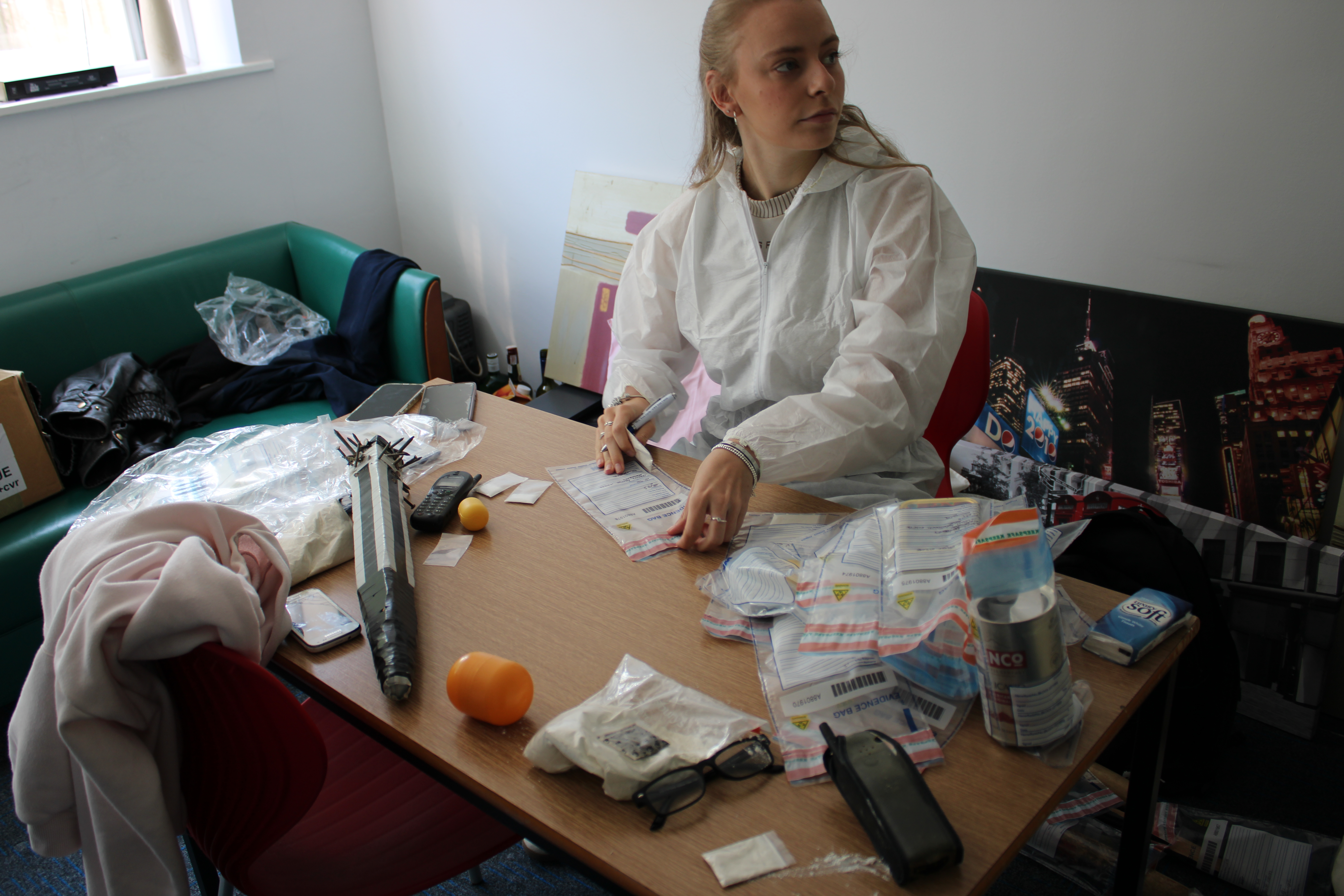 student gathering evidence