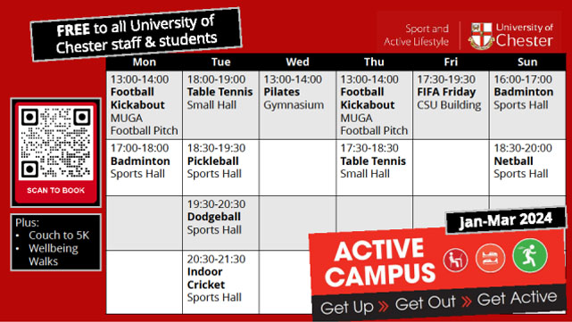 Sports and Active Lifestyle Timetable poster