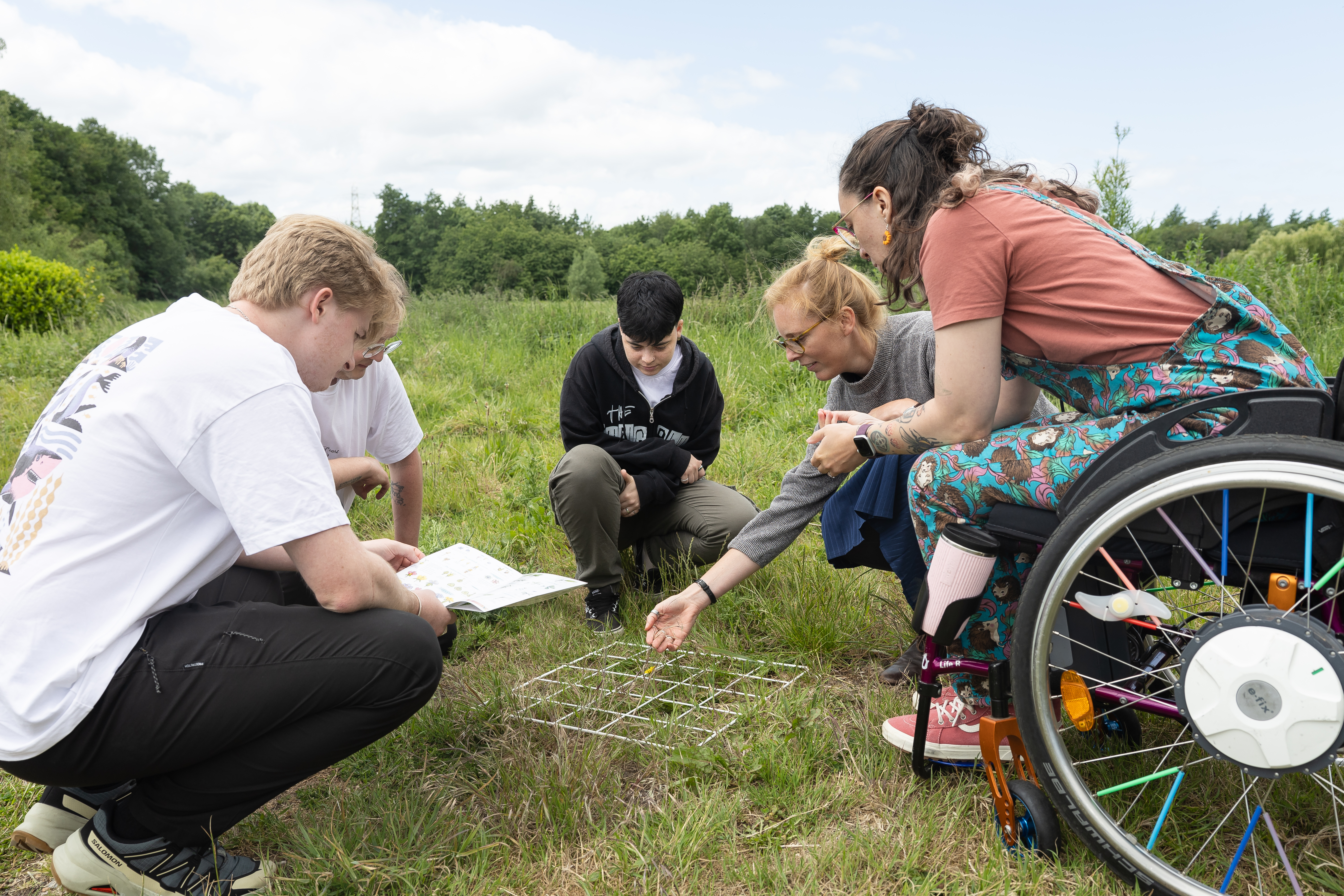 Zoology students in a field