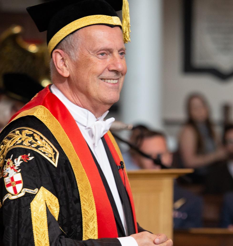 Gyles Brandreth photographed at a Graduation ceremony